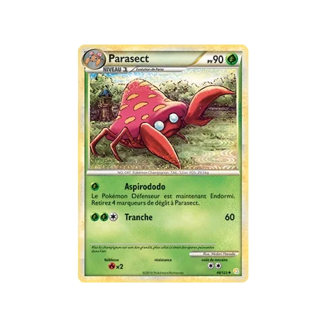 Carte Parasect - Peu commune (Brillante) de Pokémon HeartGold SoulSilver 48/123