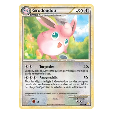Carte Grodoudou - Peu commune (Brillante) de Pokémon HeartGold SoulSilver 56/123