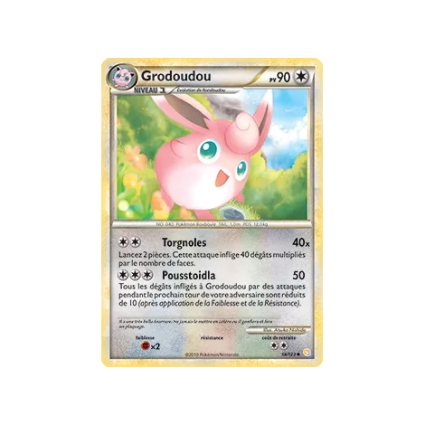 Carte Grodoudou - Peu commune (Brillante) de Pokémon HeartGold SoulSilver 56/123