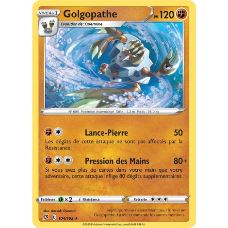 Carte Golgopathe - Rare (Brillante) de Pokémon Épée et Bouclier Clash des Rebelles 104/192