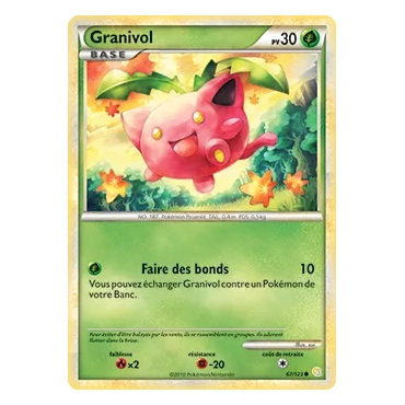 Découvrez Granivol, carte Commune (Brillante) de la série HeartGold SoulSilver