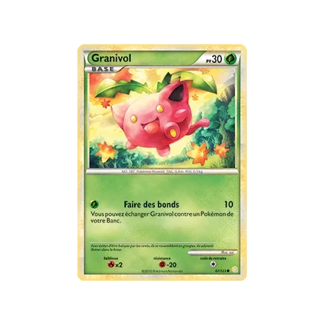 Découvrez Granivol, carte Commune (Brillante) de la série HeartGold SoulSilver