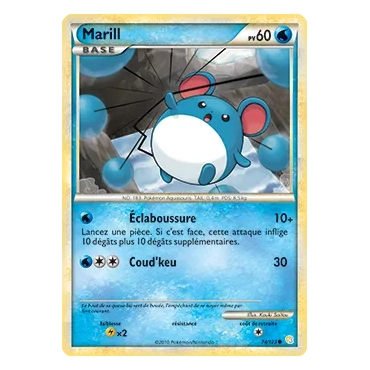 Carte Marill - Commune (Brillante) de Pokémon HeartGold SoulSilver 74/123