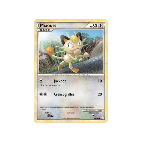 Découvrez Miaouss, carte Commune (Brillante) de la série HeartGold SoulSilver