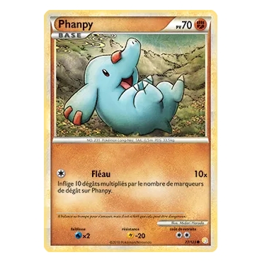 Découvrez Phanpy, carte Commune (Brillante) de la série HeartGold SoulSilver