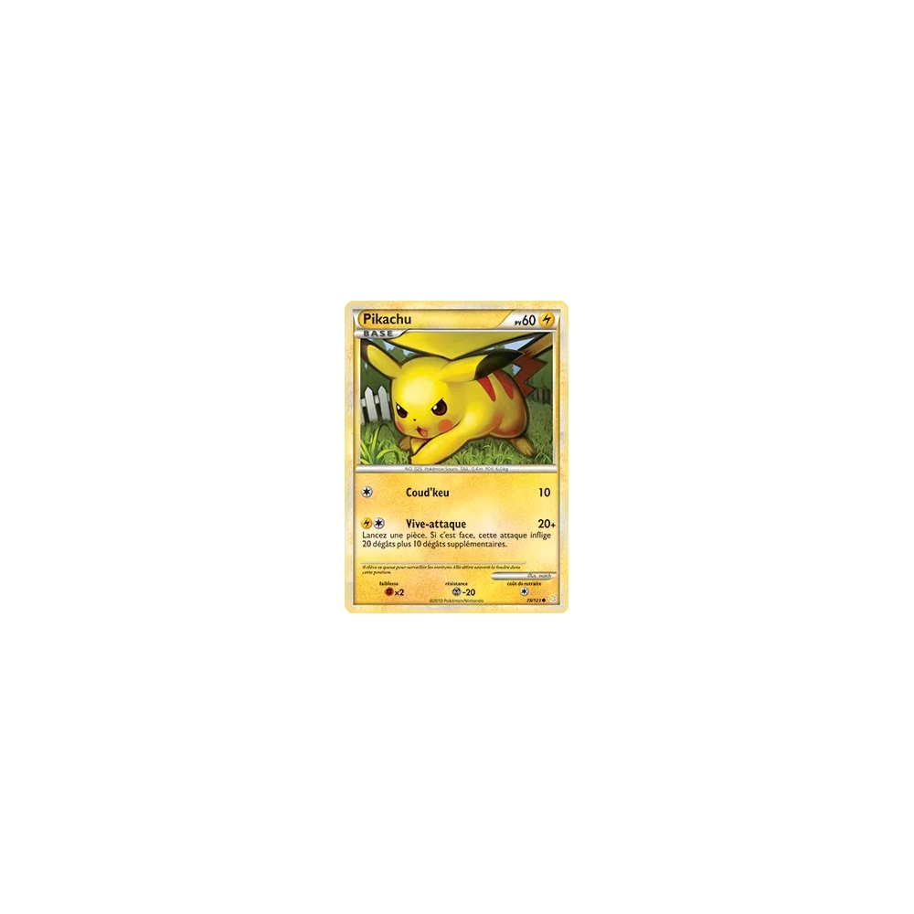 Pikachu 78/123 : Joyau Commune (Brillante) de l'extension Pokémon HeartGold SoulSilver