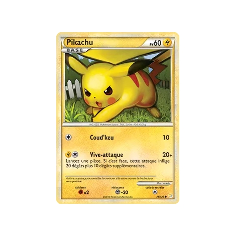 Pikachu 78/123 : Joyau Commune (Brillante) de l'extension Pokémon HeartGold SoulSilver