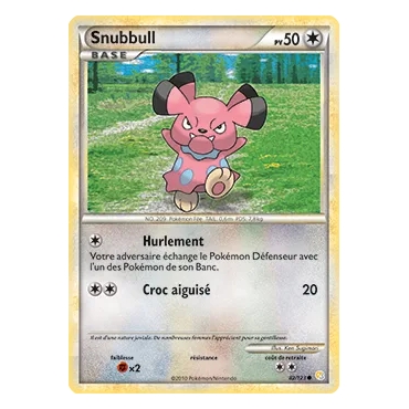 Carte Snubbull - Commune (Brillante) de Pokémon HeartGold SoulSilver 82/123