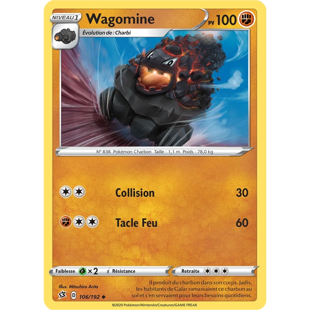 Carte Wagomine - Peu commune (Brillante) de Pokémon Épée et Bouclier Clash des Rebelles 106/192