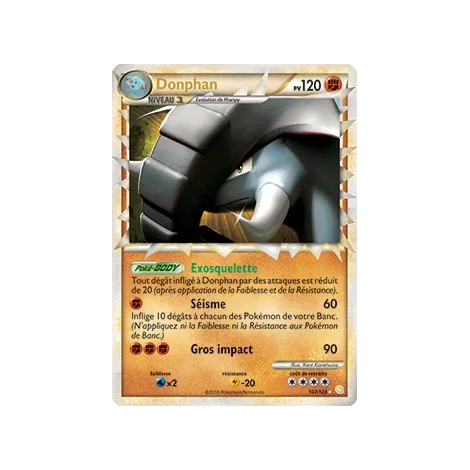 Découvrez Donphan, carte Rare Prime de la série HeartGold SoulSilver