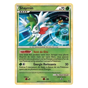 Découvrez Shaymin, carte Holographique rare de la série HS Déchaînement