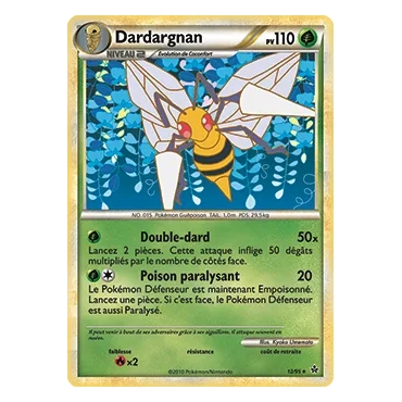 Carte Dardargnan - Rare (Brillante) de Pokémon HS Déchaînement 012