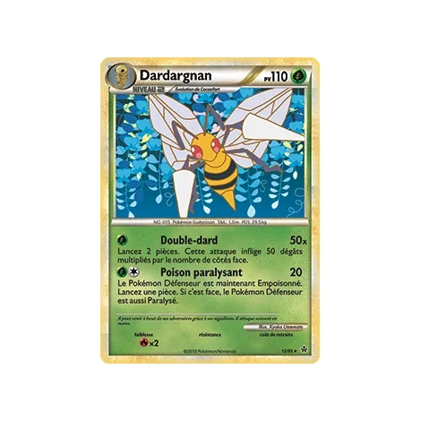 Carte Dardargnan - Rare (Brillante) de Pokémon HS Déchaînement 012