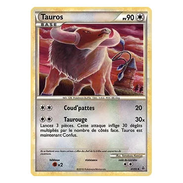 Tauros 41/95 : Joyau Peu commune (Brillante) de l'extension Pokémon HS Déchaînement