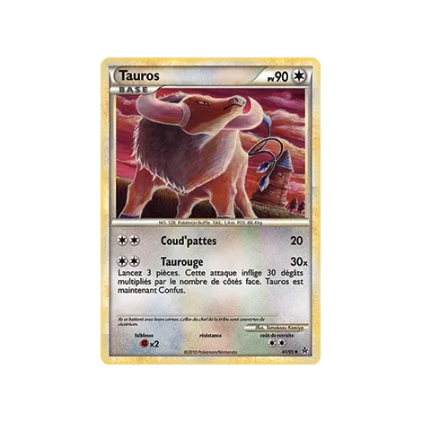 Tauros 41/95 : Joyau Peu commune (Brillante) de l'extension Pokémon HS Déchaînement