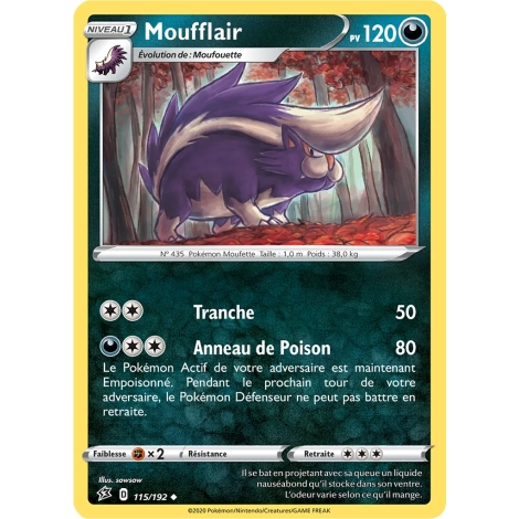 Carte Moufflair - Peu commune (Brillante) de Pokémon Épée et Bouclier Clash des Rebelles 115/192