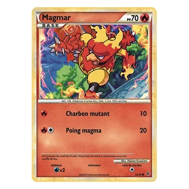 Découvrez Magmar, carte Commune (Brillante) de la série HS Déchaînement