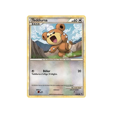 Teddiursa 65/95 : Joyau Commune (Brillante) de l'extension Pokémon HS Déchaînement