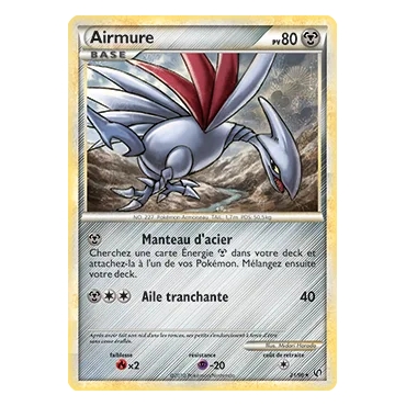 Airmure 21/90 : Joyau Rare (Brillante) de l'extension Pokémon HS Indomptable