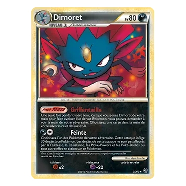 Carte Dimoret - Rare (Brillante) de Pokémon HS Indomptable 25/90