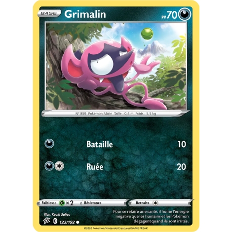 Carte Grimalin - Commune (Brillante) de Pokémon Épée et Bouclier Clash des Rebelles 123/192