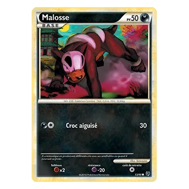 Carte Malosse - Commune (Brillante) de Pokémon HS Indomptable 53/90