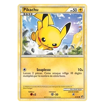 Carte Pikachu - Commune (Brillante) de Pokémon HS Indomptable 61/90