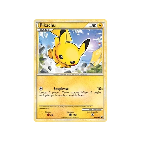 Carte Pikachu - Commune (Brillante) de Pokémon HS Indomptable 61/90