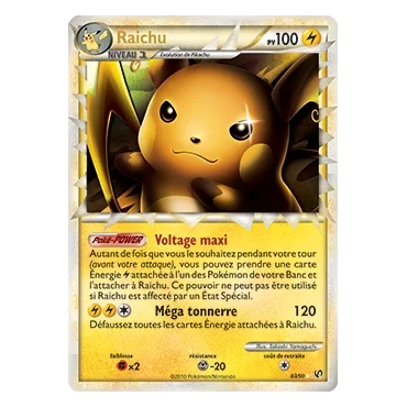 Découvrez Raichu, carte Rare Prime de la série HS Indomptable