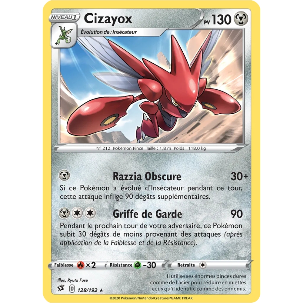 Cizayox 128/192 : Joyau Rare (Brillante) de l'extension Pokémon Épée et Bouclier Clash des Rebelles