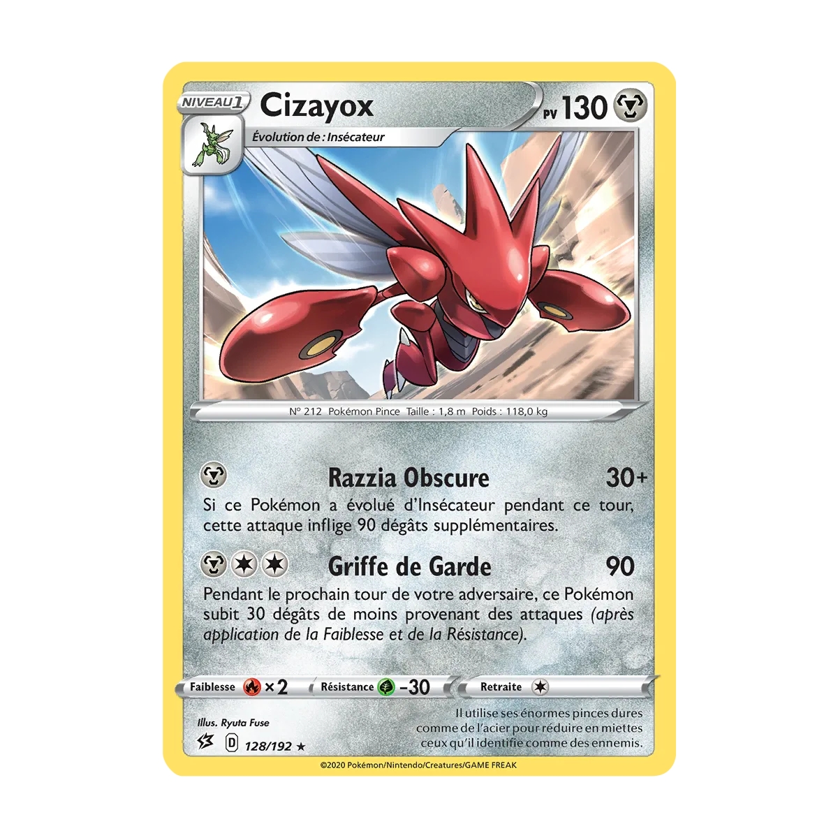 Cizayox 128/192 : Joyau Rare (Brillante) de l'extension Pokémon Épée et Bouclier Clash des Rebelles