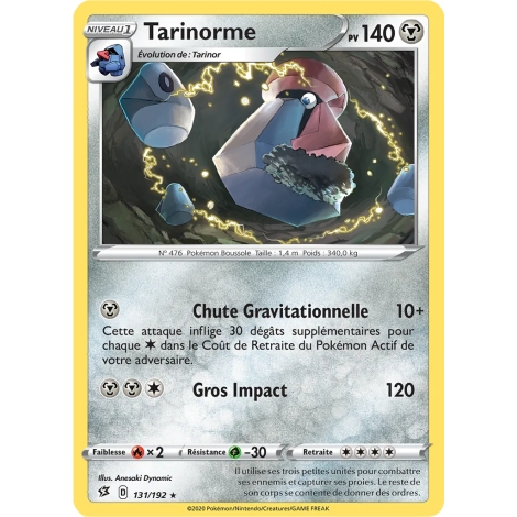 Carte Tarinorme - Rare (Brillante) de Pokémon Épée et Bouclier Clash des Rebelles 131/192