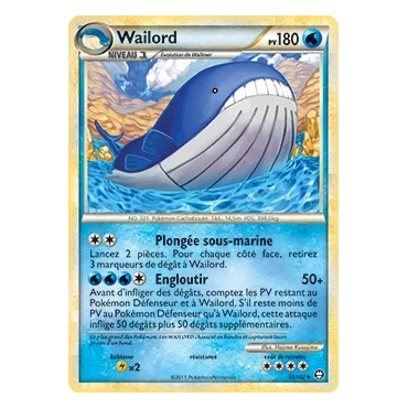 Découvrez Wailord, carte Rare (Brillante) de la série HS Triomphe