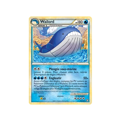 Découvrez Wailord, carte Rare (Brillante) de la série HS Triomphe