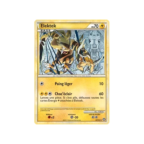 Carte Elektek - Peu commune (Brillante) de Pokémon HS Triomphe 33/102