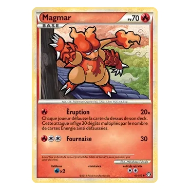 Découvrez Magmar, carte Peu commune (Brillante) de la série HS Triomphe