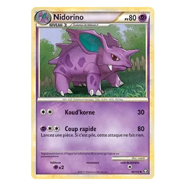 Carte Nidorino - Peu commune (Brillante) de Pokémon HS Triomphe 46/102
