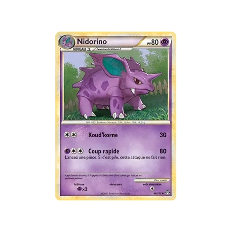 Carte Nidorino - Peu commune (Brillante) de Pokémon HS Triomphe 46/102