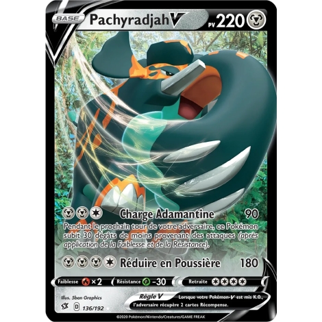 Carte Pachyradjah - Holographique rare V de Pokémon Épée et Bouclier Clash des Rebelles 136/192