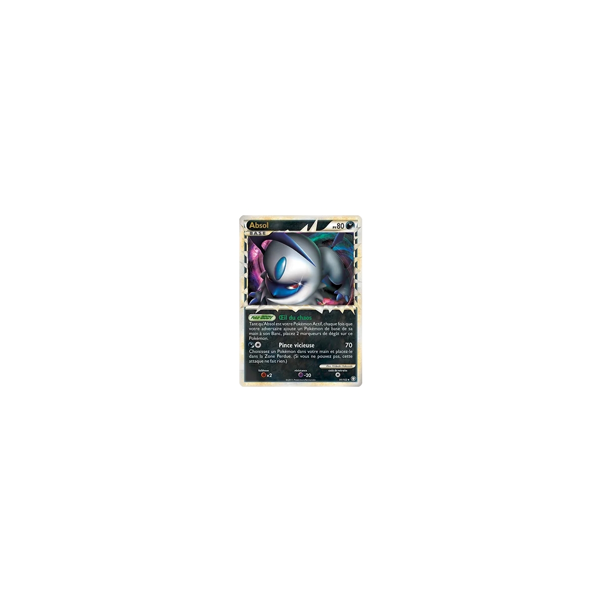 Carte Absol - Rare Prime de Pokémon HS Triomphe 91/102