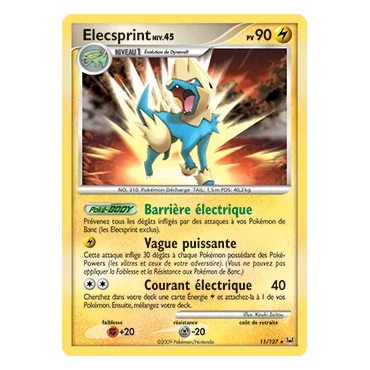Découvrez Elecsprint, carte Holographique rare de la série Platine