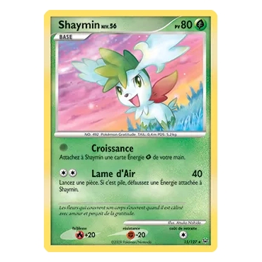 Découvrez Shaymin, carte Holographique rare de la série Platine