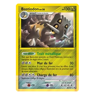 Découvrez Bastiodon, carte Rare (Brillante) de la série Platine