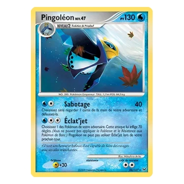 Carte Pingoléon - Rare (Brillante) de Pokémon Platine 26/127