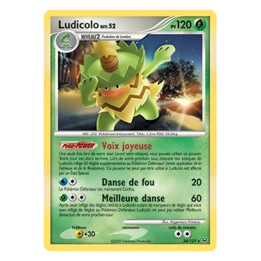 Découvrez Ludicolo, carte Rare (Brillante) de la série Platine