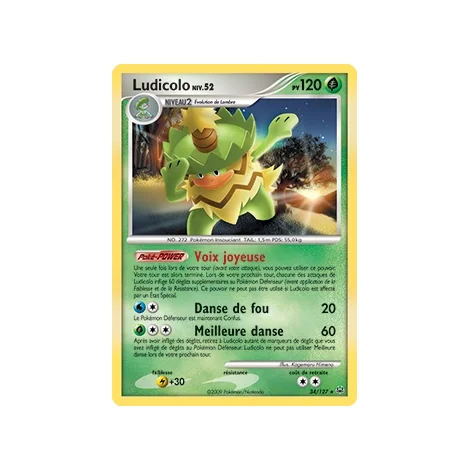 Découvrez Ludicolo, carte Rare (Brillante) de la série Platine