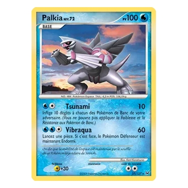 Carte Palkia - Rare (Brillante) de Pokémon Platine 37/127