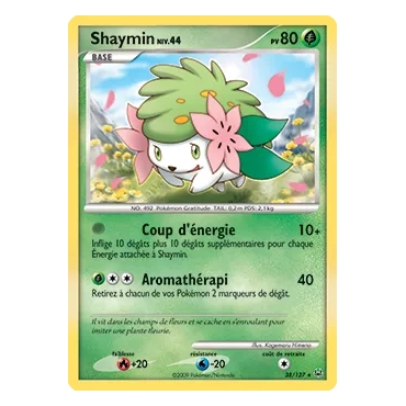 Découvrez Shaymin, carte Rare (Brillante) de la série Platine