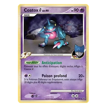 Carte Coatox - Rare (Brillante) de Pokémon Platine 40/127