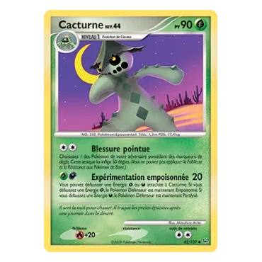 Carte Cacturne - Peu commune (Brillante) de Pokémon Platine 42/127